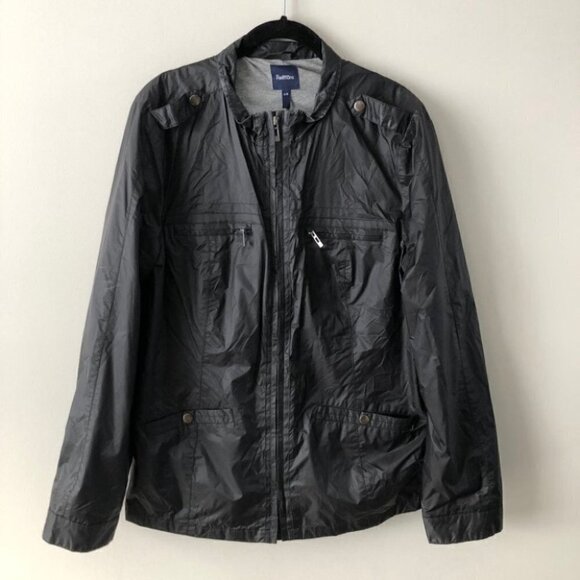 BLACK lined windbreaker jacket large - Picture 2 of 5